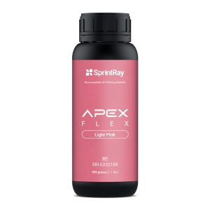 500g flaske med SprintRay Apex Flex Partial Base resin i farven Standard Pink
