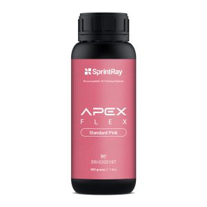 500g flaske med SprintRay Apex Flex Partial Base resin i farven Standard Pink